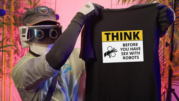 Think Before Robots - Sci-fi, Unisex Softstyle T-Shirt