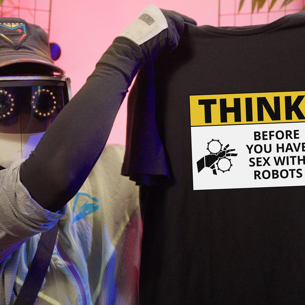 Think Before Robots - Sci-fi, Unisex Softstyle T-Shirt